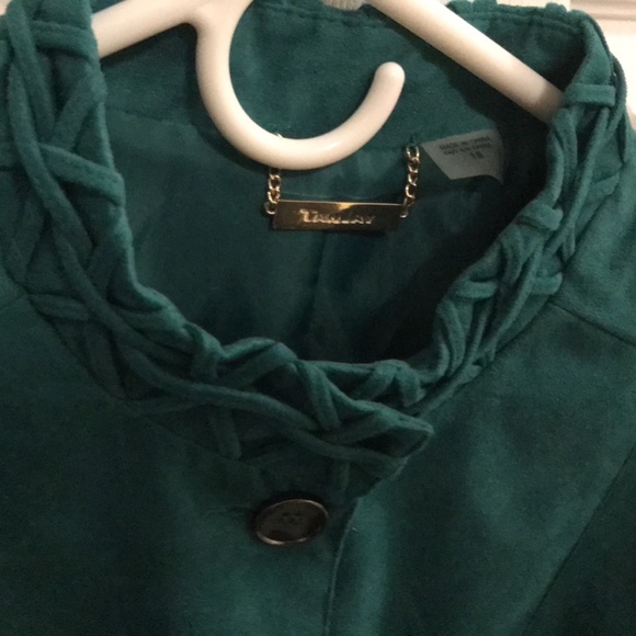 Emerald/forest green microsuede fabric blazer - Picture 7 of 8